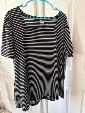 TWO shirt deal Square Neck Shirt Lot of TWO shirts Black White Stripe 3XL
